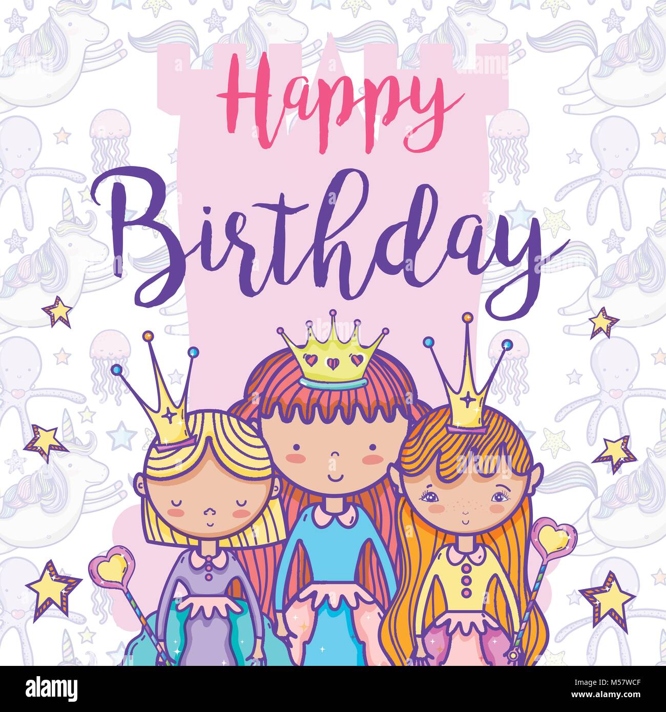 Nueva llegada imponer cantidad Tarjeta de Feliz cumpleaños para niñas Imagen Vector de stock - Alamy