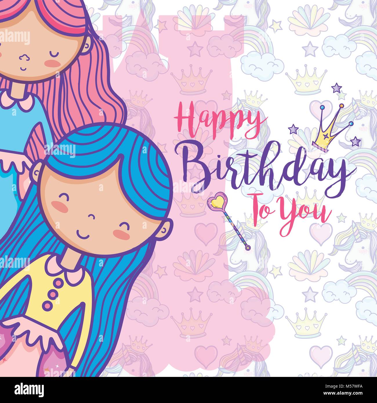 Tarjeta de Feliz cumpleaños para niñas Imagen Vector de stock - Alamy