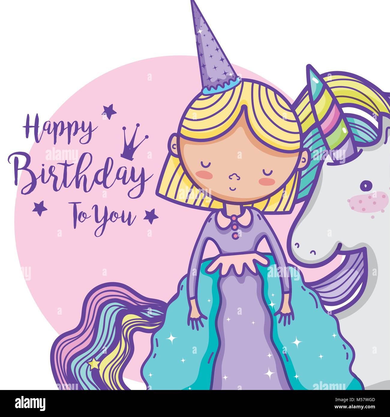 Tarjeta de Feliz cumpleaños para niñas Imagen Vector de stock - Alamy