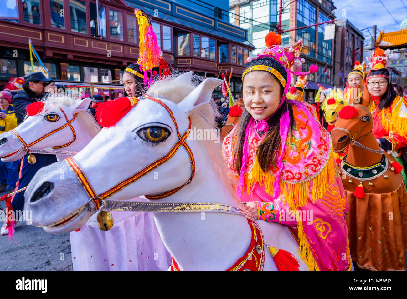 Desfile del Año Nuevo Lunar chino, Chinatown, Vancouver, British Columbia, Canadá. Foto de stock