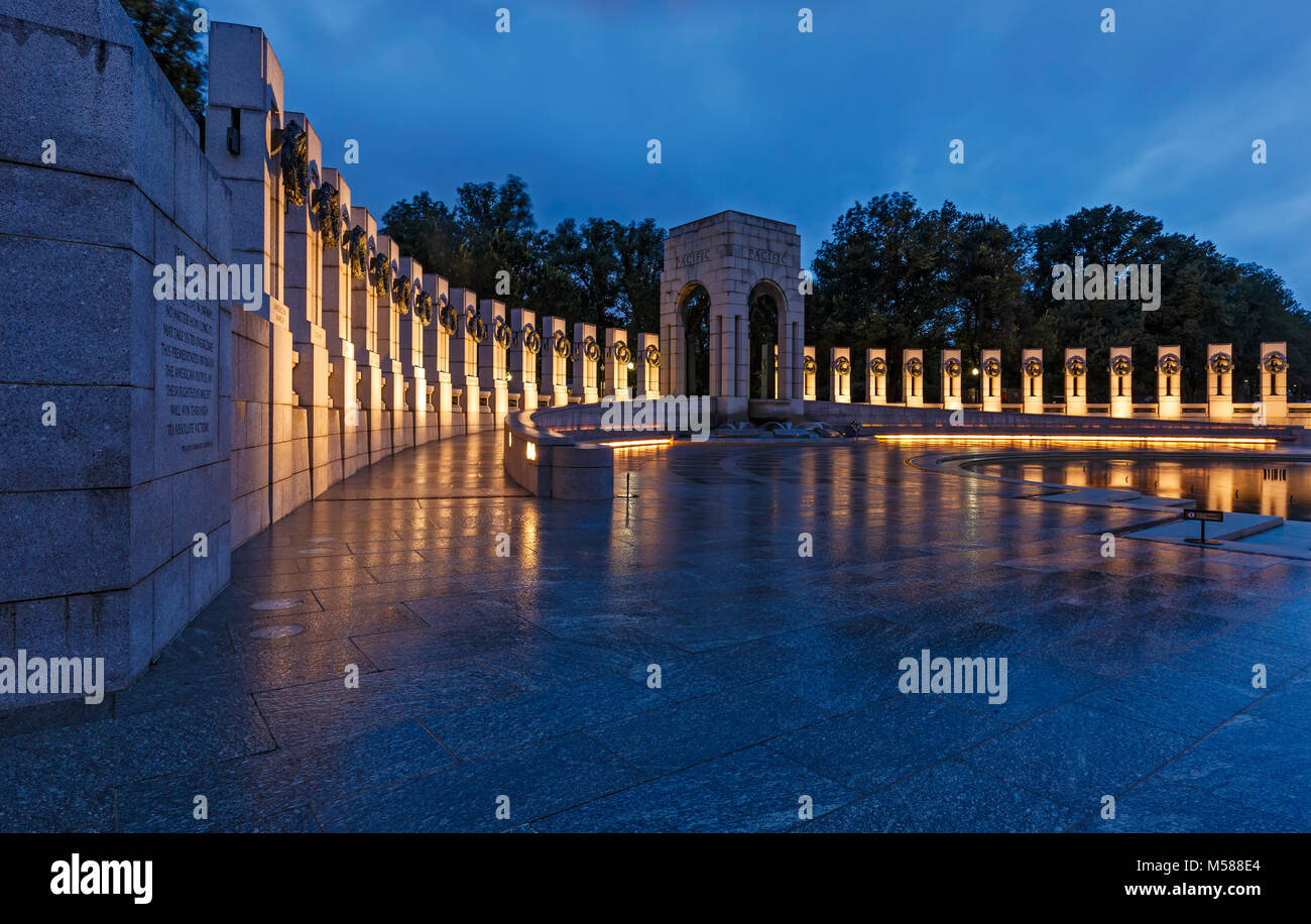 El Memorial de la Segunda Guerra Mundial, Washington, Distrito de Columbia, EE.UU. Foto de stock