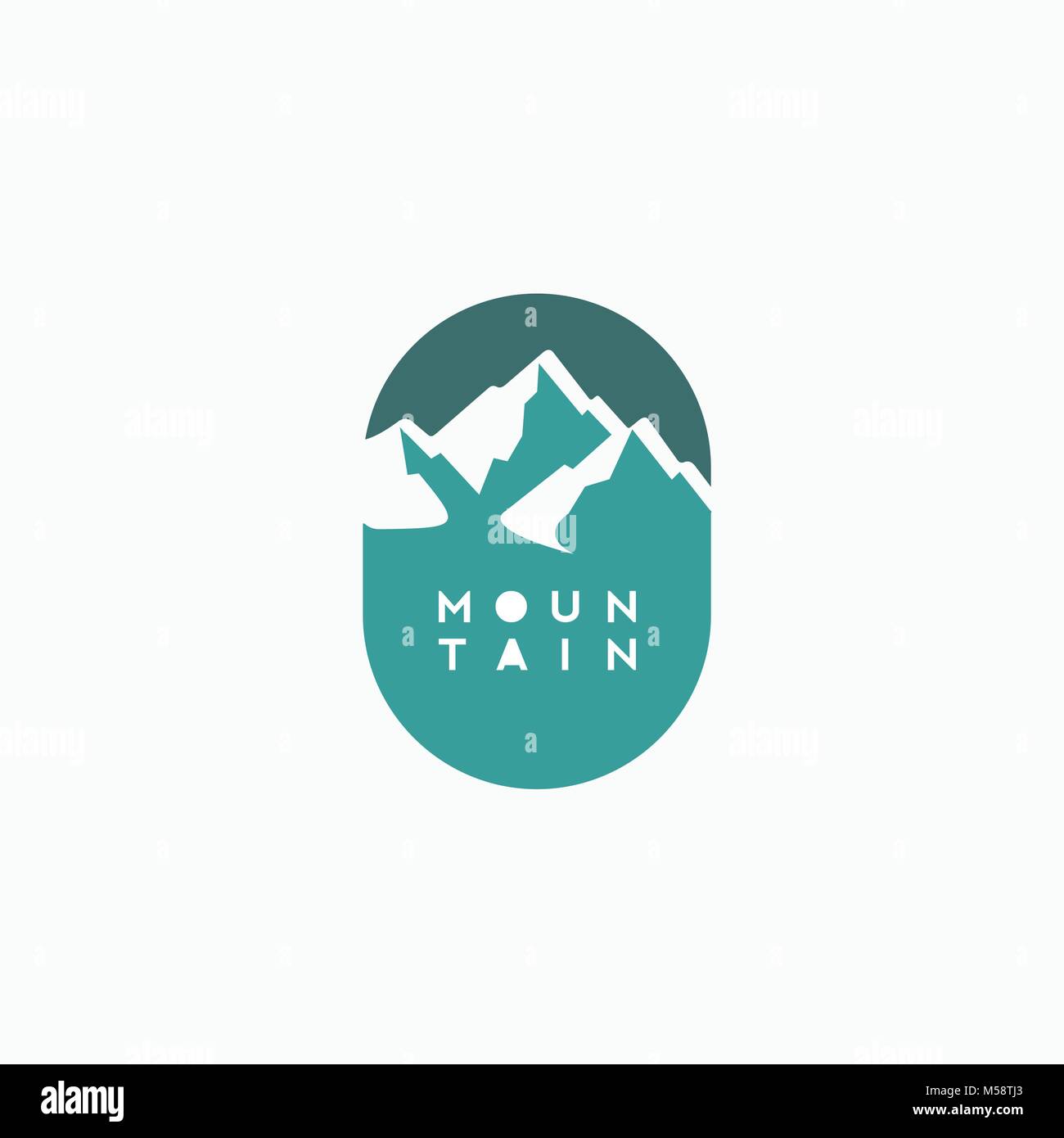 Montaña creativo diseño de logotipo con tipografía. Ilustración del Vector