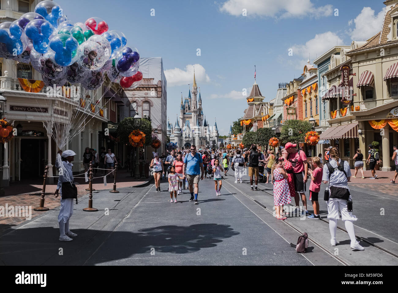 Main Street U.S.A. en el Reino Mágico de Disney World, Orlando, Florida, América del Norte Foto de stock