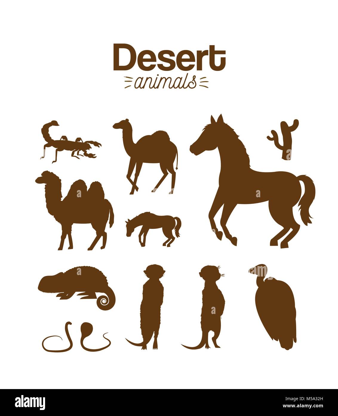Animales en el desierto de dibujo a mano alzada de dibujos animados Imagen  Vector de stock - Alamy