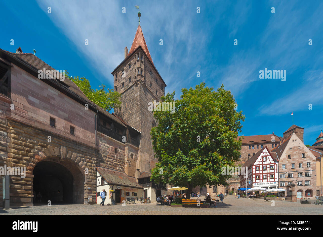 Nuremberg, Alemania, Baviera, lugar, torre, GATE, históricamente, el castillo *** título Local *** Nuremberg, Alemania, Baviera, lugar, torre, gate historica Foto de stock