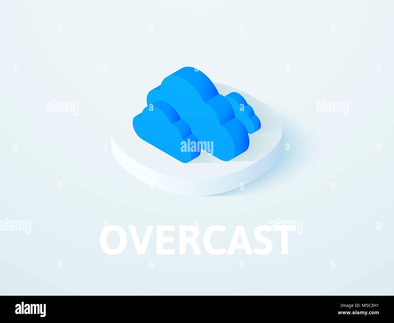 Overcast icono isométrico, aislado sobre fondo de color Ilustración del Vector