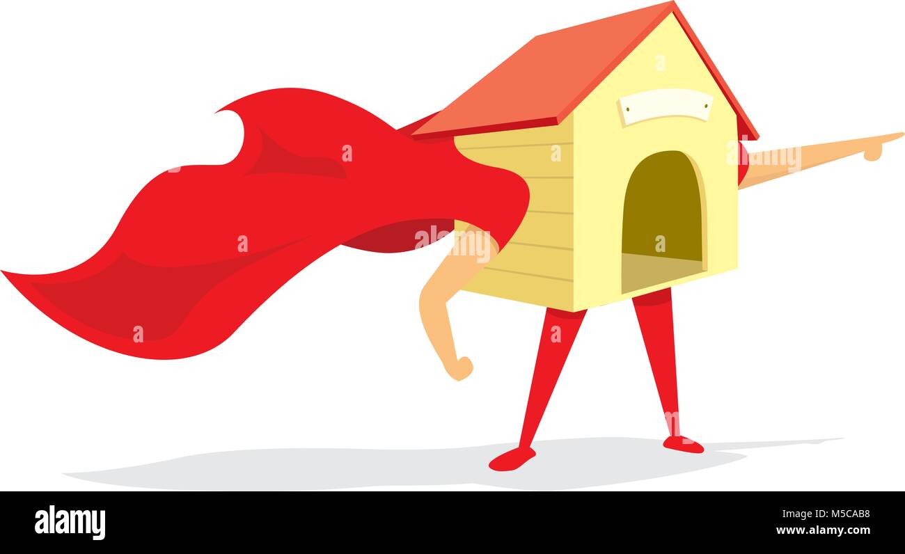 Cartoon ilustración del perro de la casa o kennel hero Ilustración del Vector