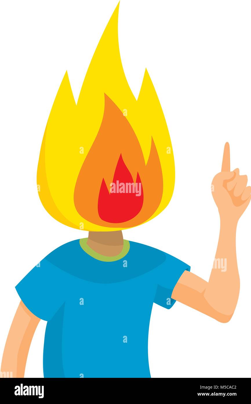 Ilustración de dibujos animados de la quema de cabeza en el fuego Ilustración del Vector