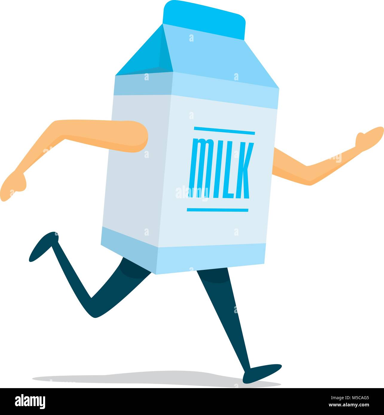 Cartoon ilustración del cartón de leche sobre la marcha Ilustración del Vector