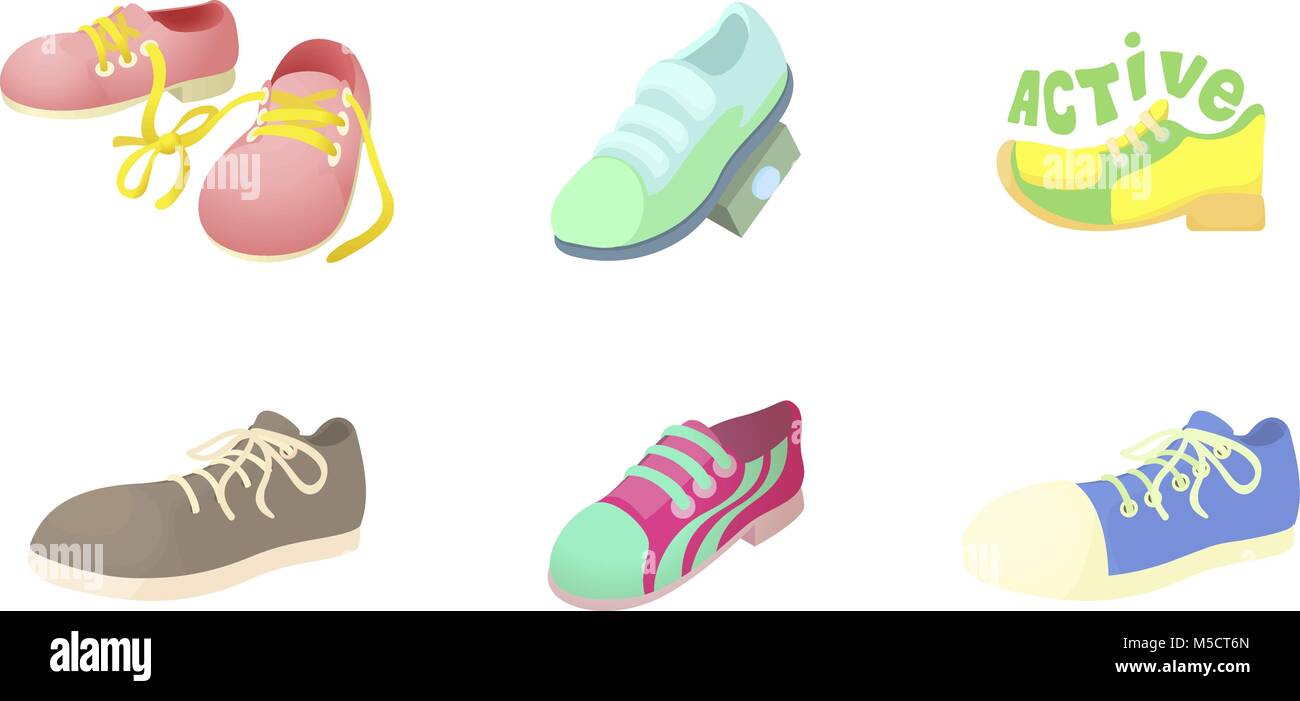 Conjunto de iconos de zapatillas de deporte, estilo de dibujos animados  Imagen Vector de stock - Alamy