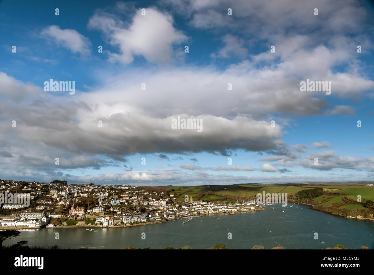 Salcombe Harbour y el Estuario tomado de East Portlemouth Foto de stock