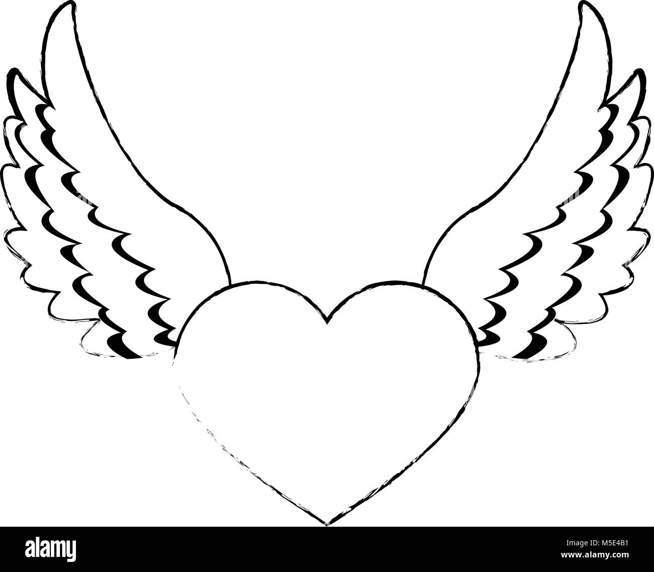 Corazon con alas y cinta banner Imagen Vector de stock - Alamy