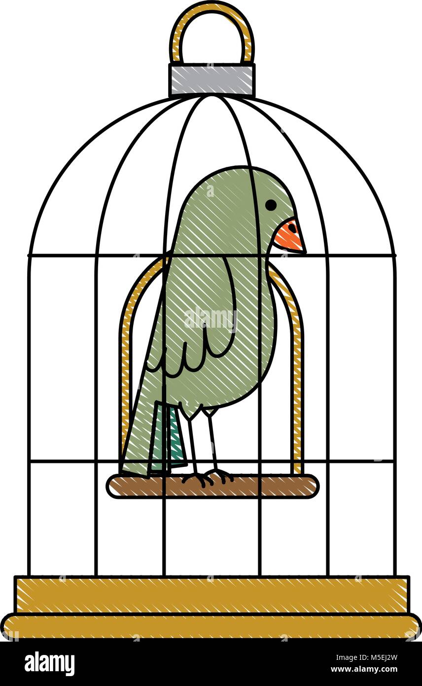 Lindo pájaro en jaula Imagen Vector de stock - Alamy