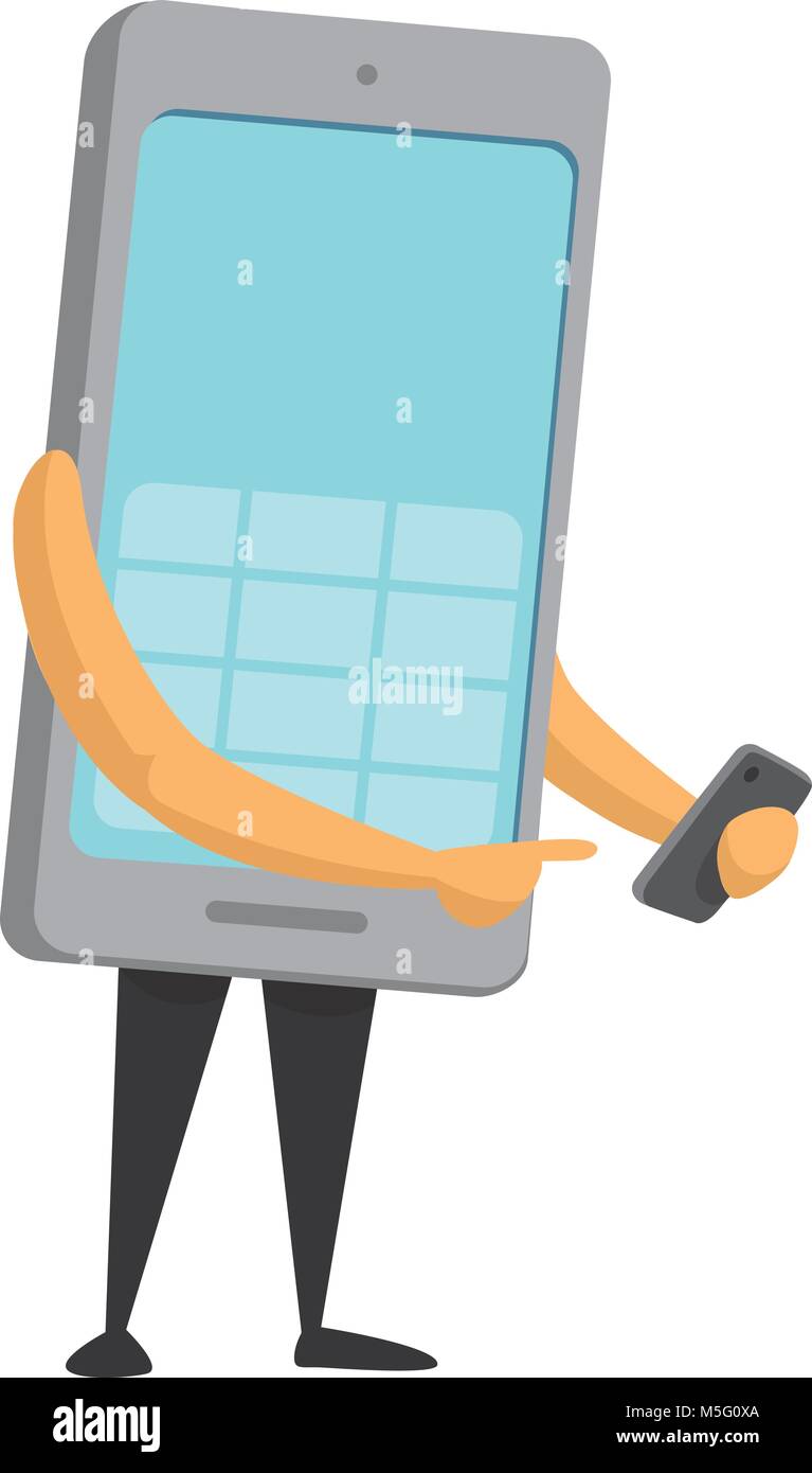 Cartoon ilustración del smartphone utilizando un teléfono móvil Ilustración del Vector