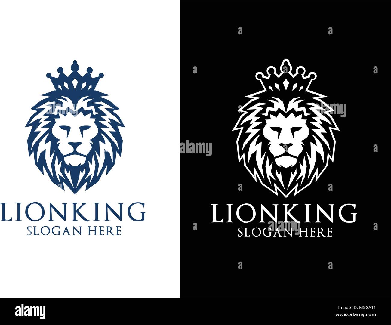 Elegante diseño de logotipo vectorial del Rey León con corona Imagen Vector  de stock - Alamy