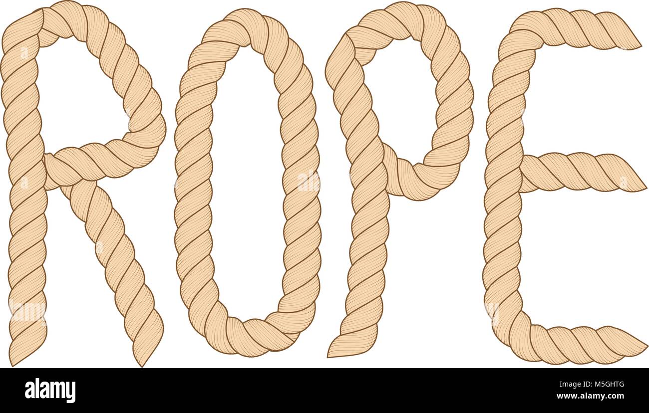 Palabra escrita desde la cuerda material. Vector las letras del