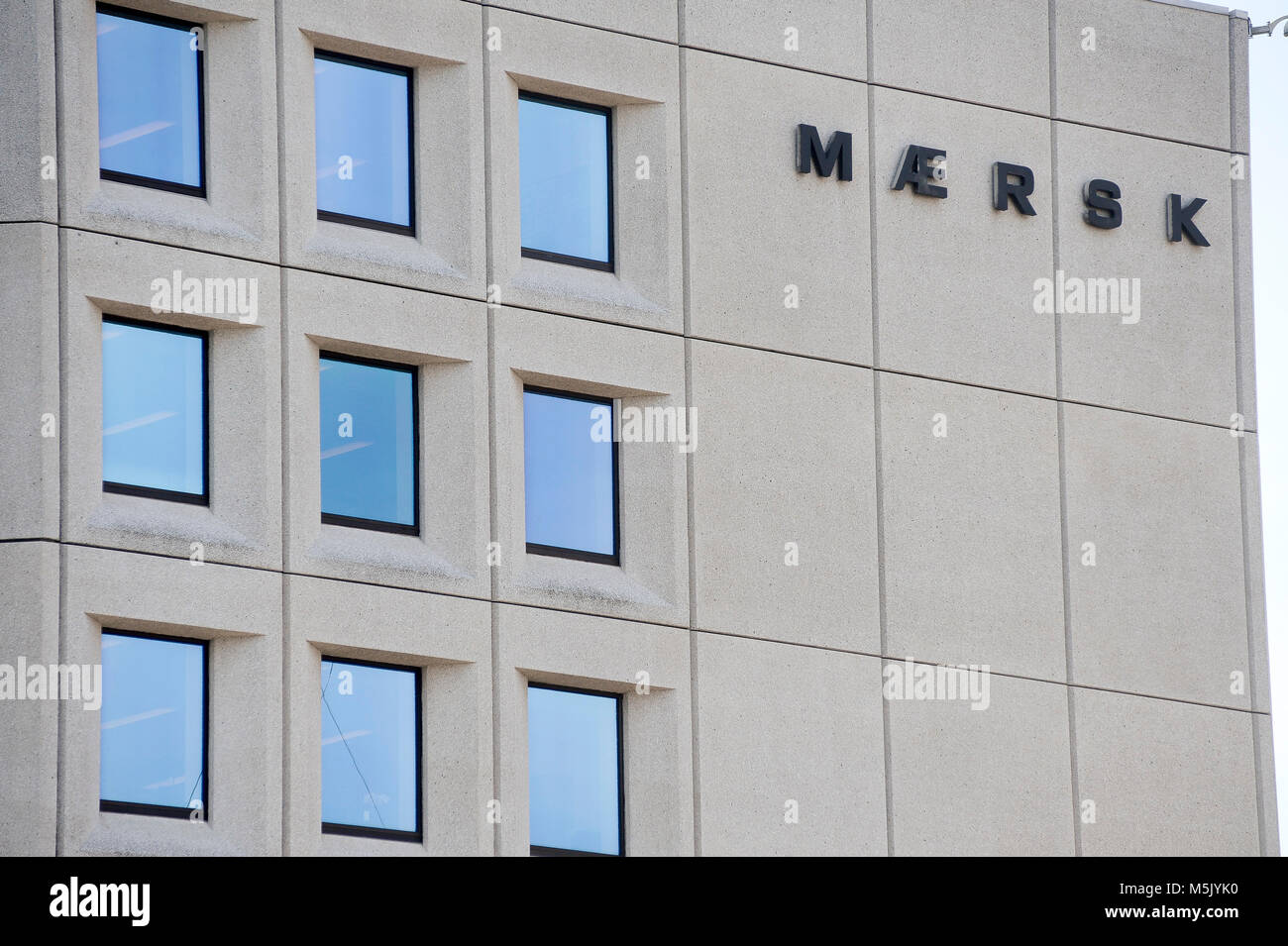 Sedes de A.P. Moller Maersk Group, conglomerado empresarial danesa en el transporte, la logística y el sector energético, uno de los mayores buques portacontenedores ope Foto de stock