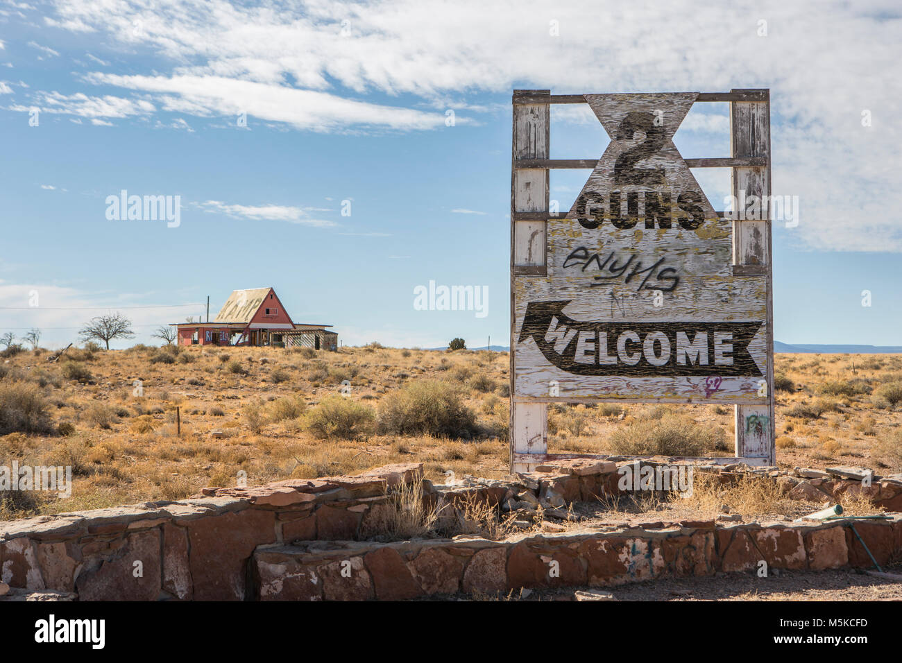 Cartel de bienvenida a dos cañones, Arizona. Foto de stock