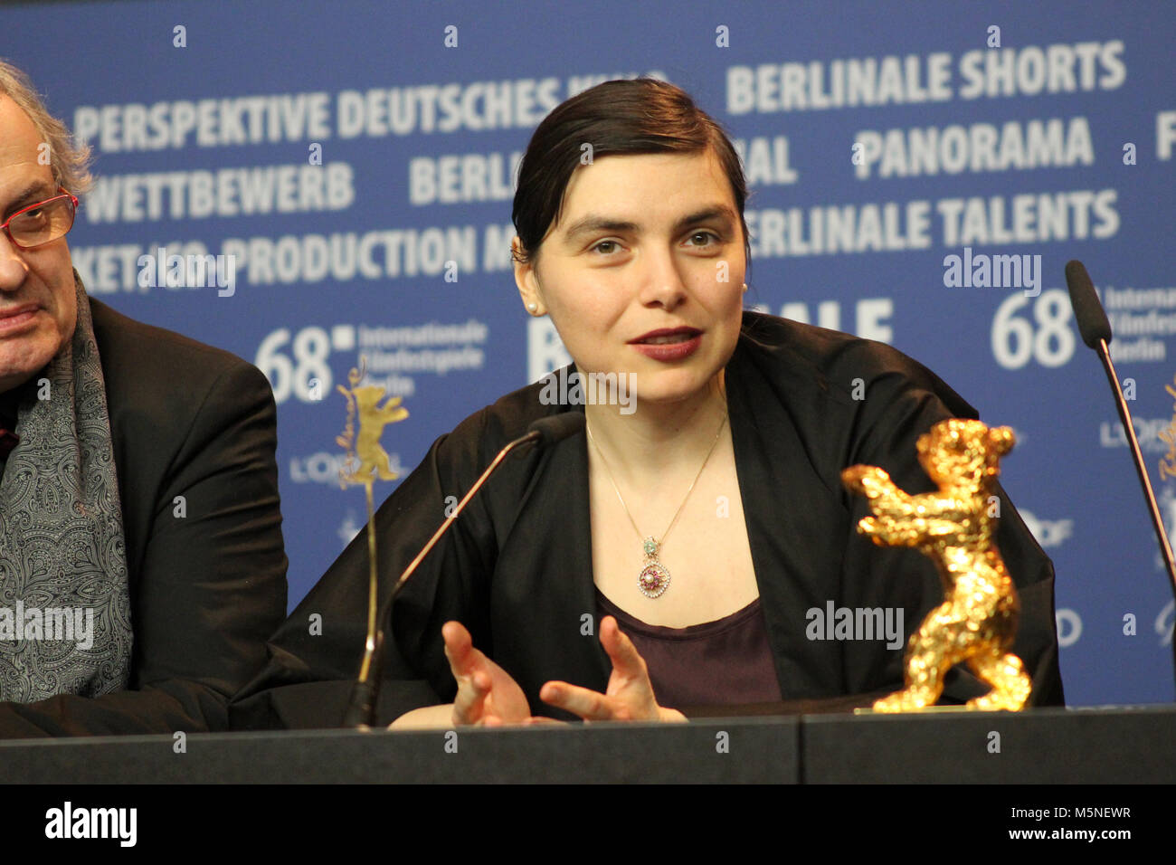 68ª edición de la Berlinale, ganador del Oso de Oro, el Goldener Bär Mejor película: "No me toques" por Adina Pintilie, Berlin, Alemania. 24 de febrero de 2018. Conferencia de prensa Foto de stock