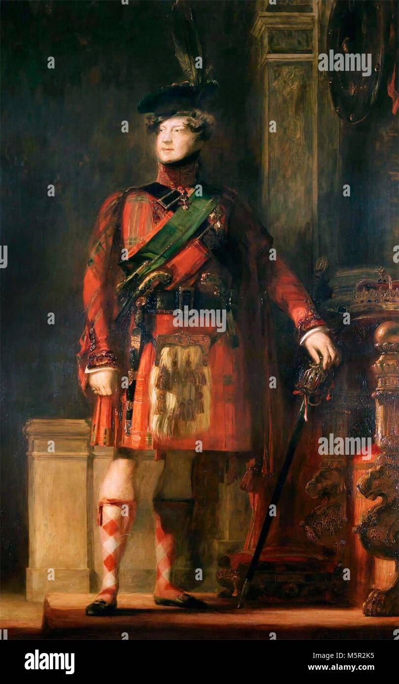 Retrato de Jorge IV del Reino Unido - El rey George IV en la falda, David Wilkie Foto de stock