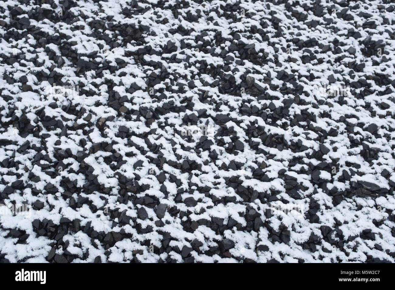 La nieve sobre la tierra - 50% de blancos, un 50% de negro. Rugoso sin agregar color de fondo Foto de stock