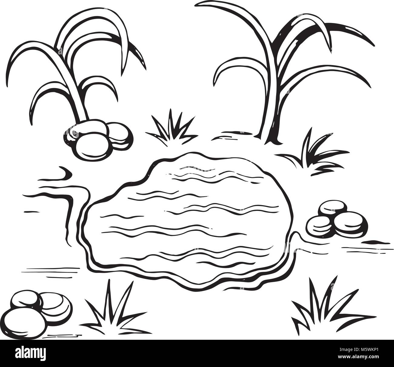 Dibujo Vectorial De Oasis En El Desierto Ilustracion Del Vector