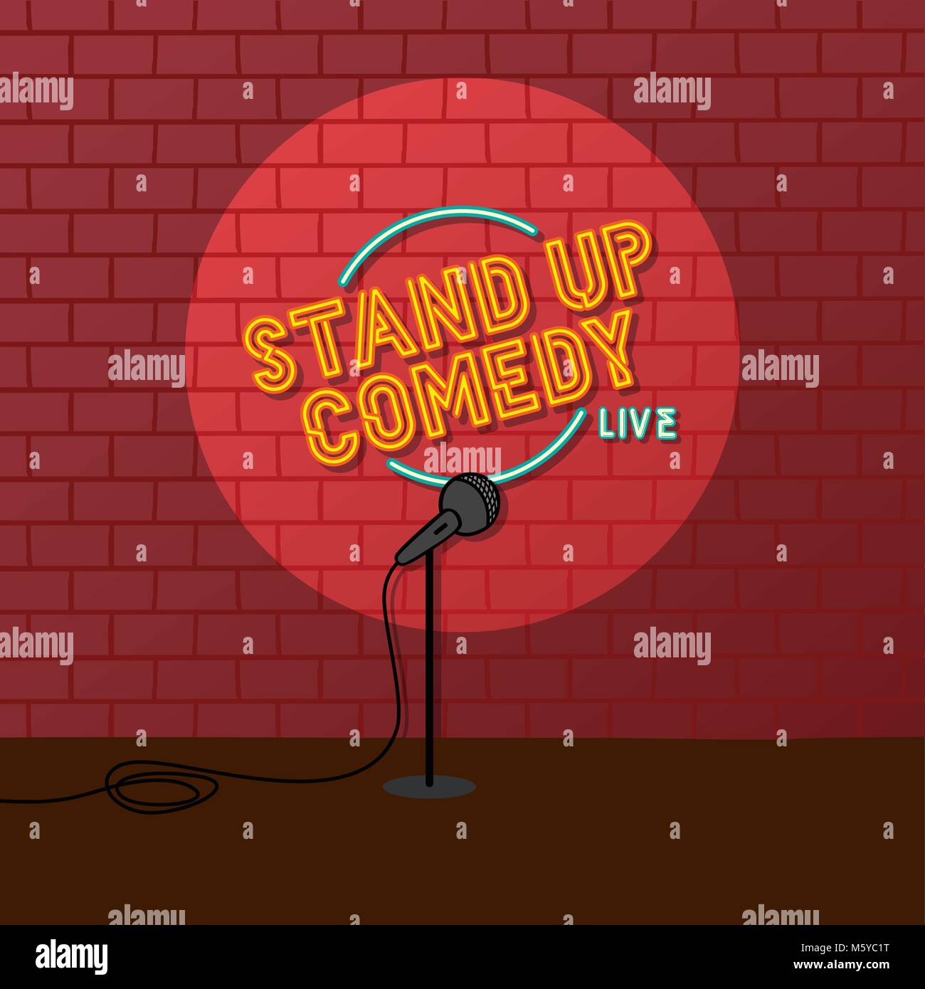Stand Up Comedy de micrófono abierto de arte vectorial ilustración Imagen  Vector de stock - Alamy