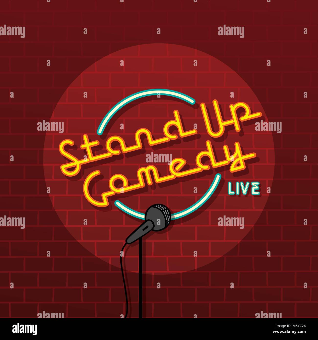 Stand Up Comedy de micrófono abierto de arte vectorial ilustración Imagen  Vector de stock - Alamy