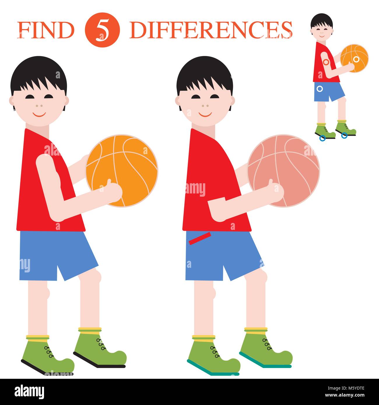 Jugadores de baloncesto Chicos con un balón. Encontrar 5 diferencias. Juegos  educativos para niños Imagen Vector de stock - Alamy
