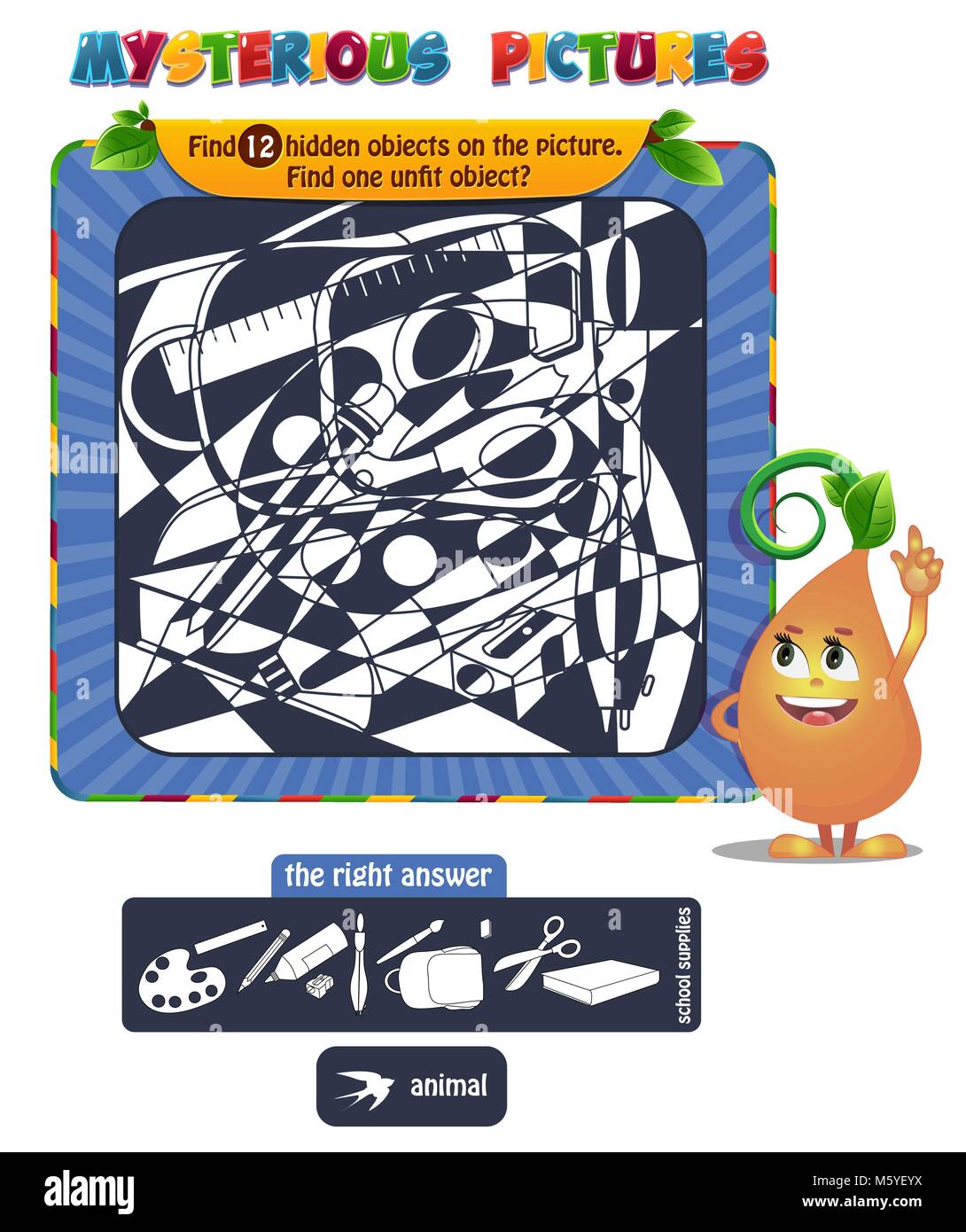 Juego para niños : buscar objetos, juego visual Fotografía de stock - Alamy