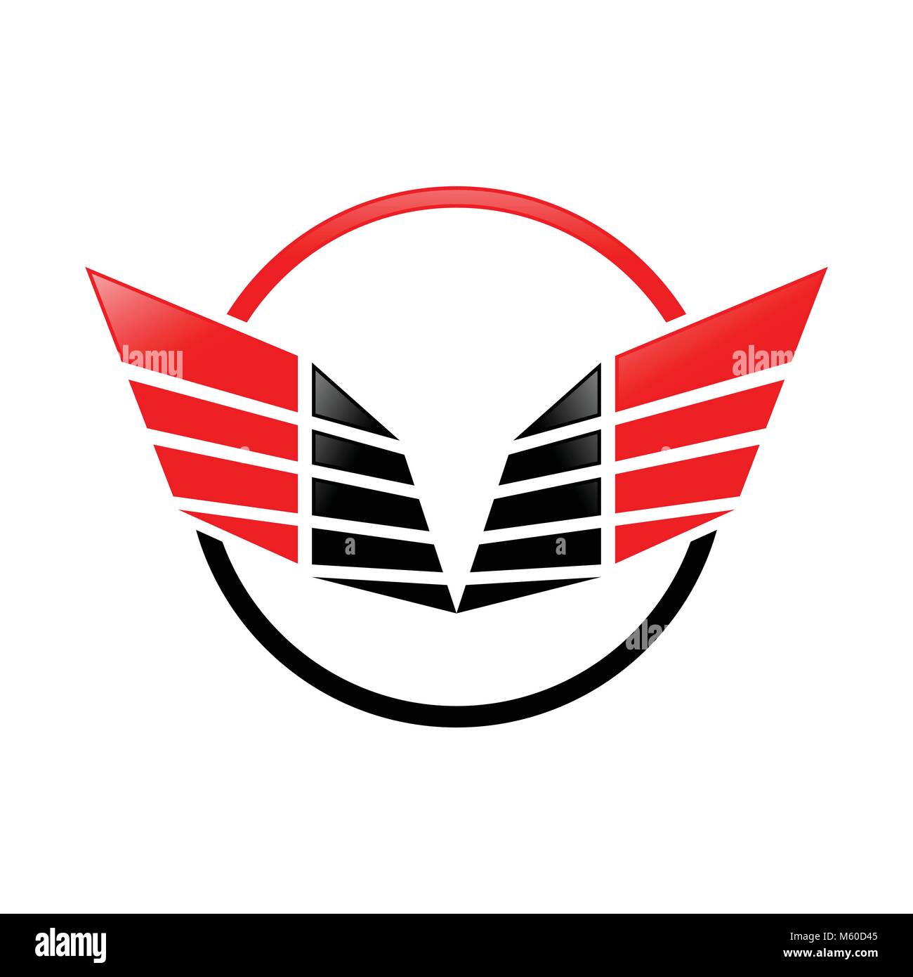 Anillo de alas afiladas abstracto símbolo rojo Logo Design Ilustración del Vector
