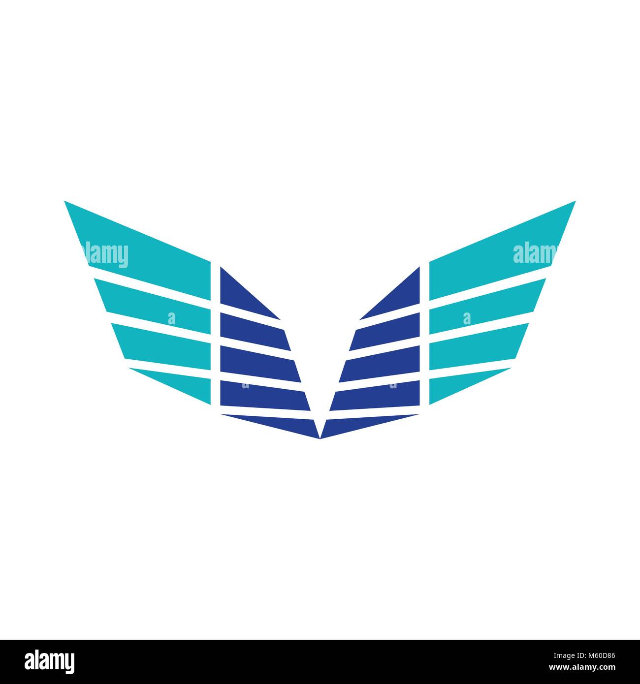 Resumen Sharp alas colores azules Symbol Logo Design Ilustración del Vector