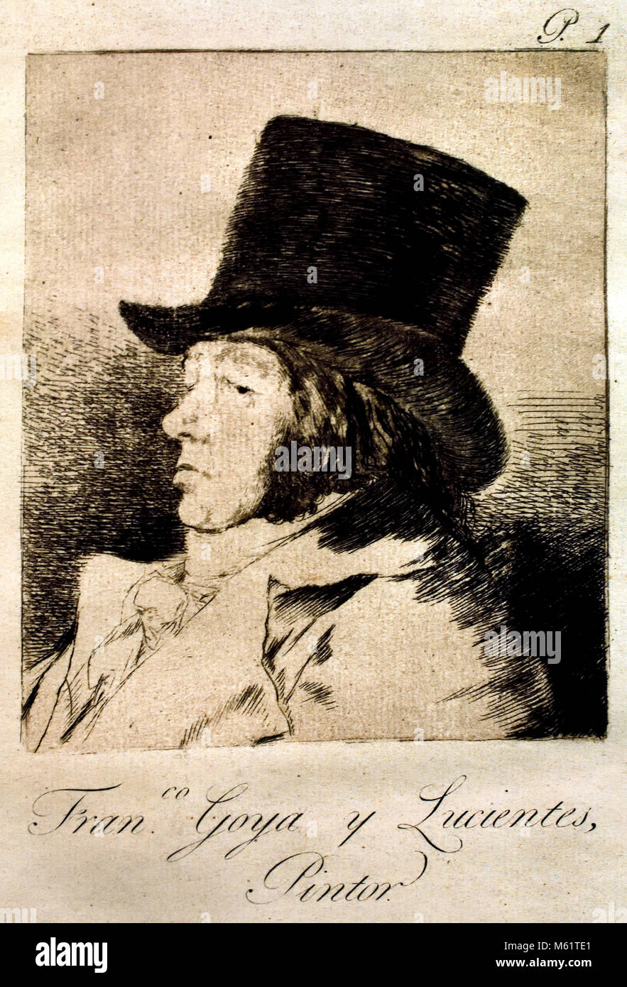 FRANCISCO JOSÉ de Goya y Lucientes (1746-1828) España, Español ( self-portrait 1797-1799 ) Foto de stock