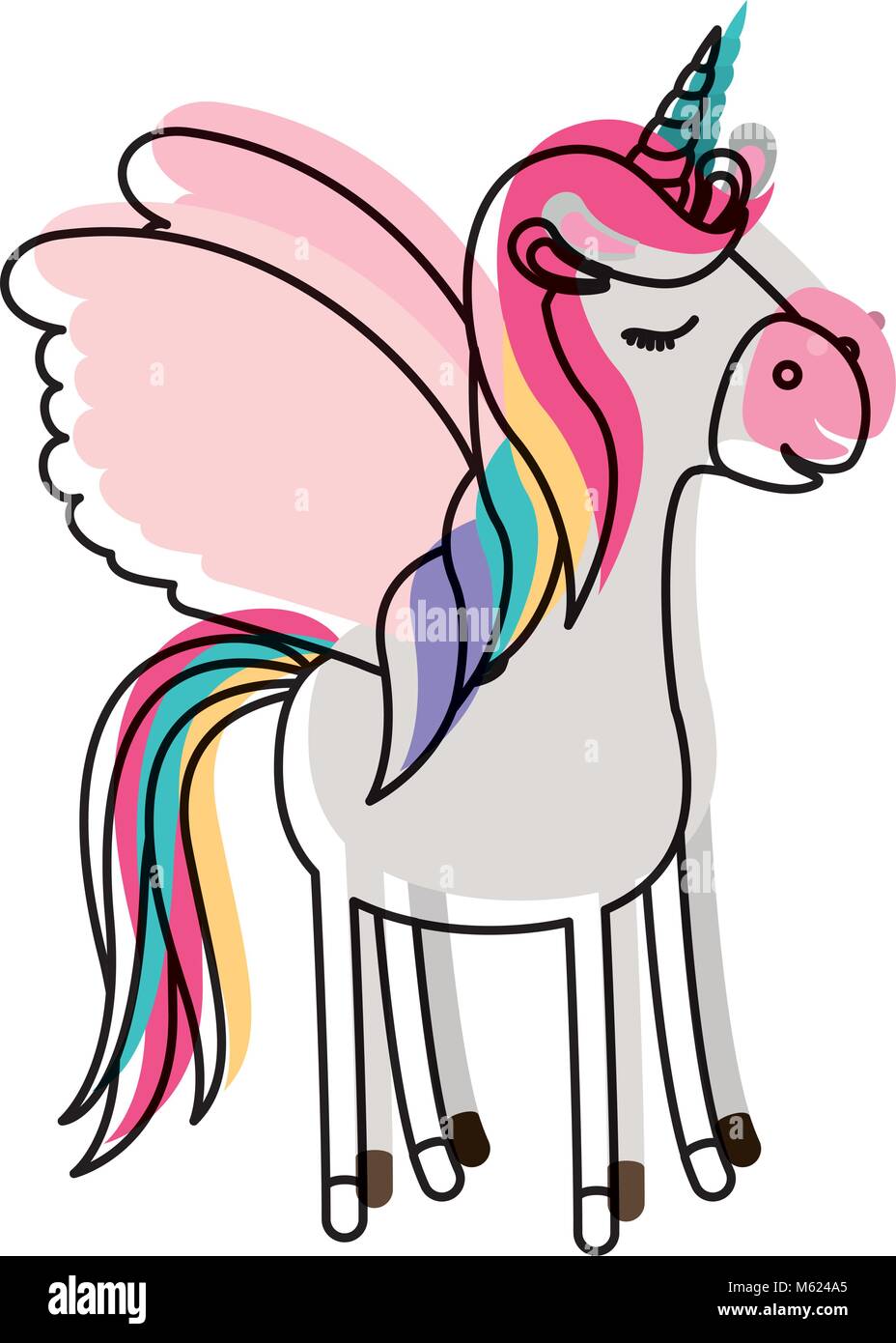 Lindo unicornio kawaii personaje Imagen Vector de stock - Alamy