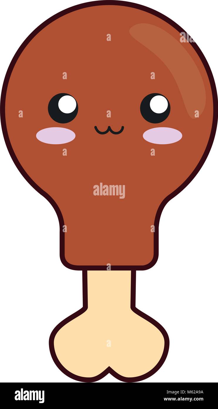 Pierna de pollo kawaii ilustración vectorial Imagen Vector de stock - Alamy