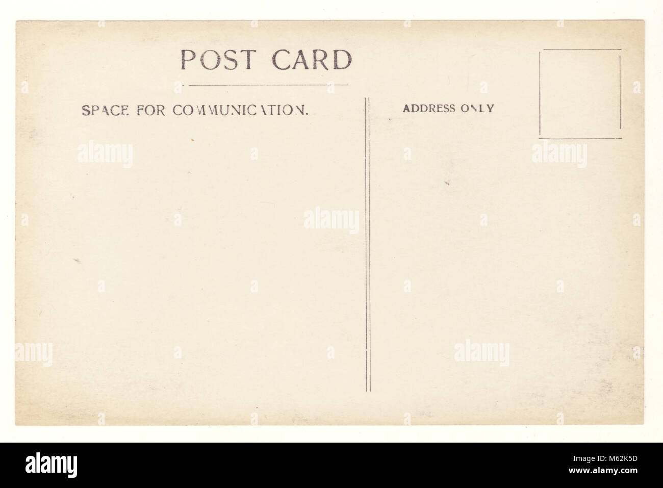 Reverso de la tarjeta postal De Principios de 1900, no se utiliza de forma postal, Reino Unido Foto de stock