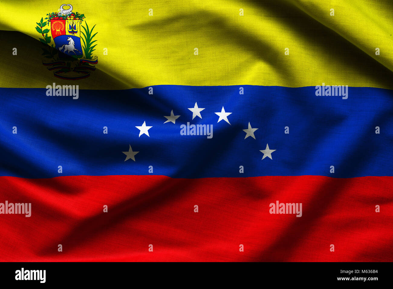 Cerca de la bandera nacional de Venezuela Foto de stock