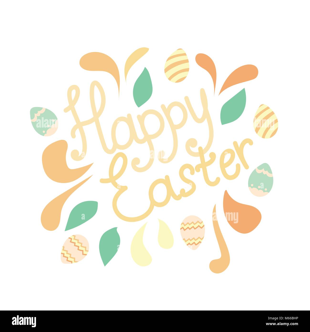 Felices Pascuas tarjeta de felicitación con flores y huevos de