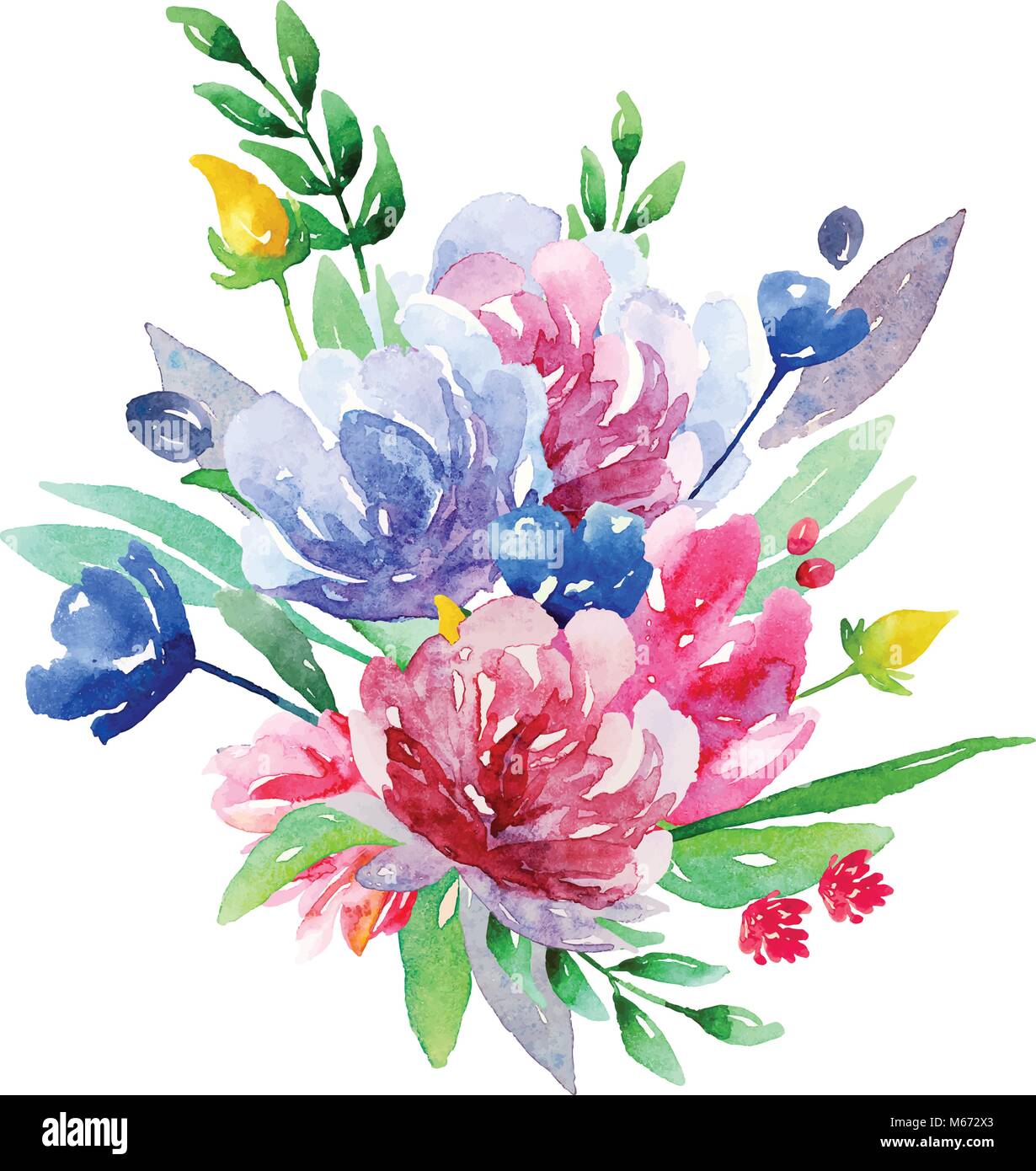 Acuarela de ramo de flores flores ilustración vector clip art Imagen Vector  de stock - Alamy
