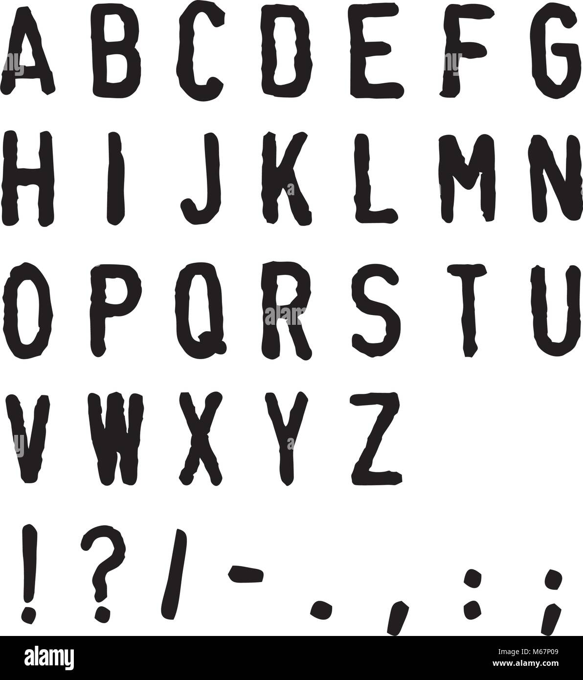 Sello o antiguo alfabeto Typewriter Font Imagen Vector de stock - Alamy