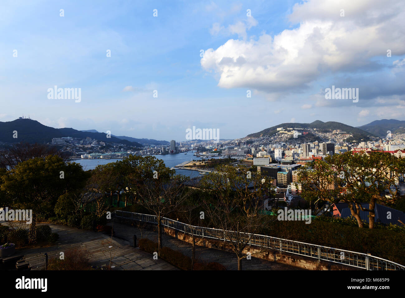 El hermoso jardín con vistas Glover de Nagasaki. Foto de stock