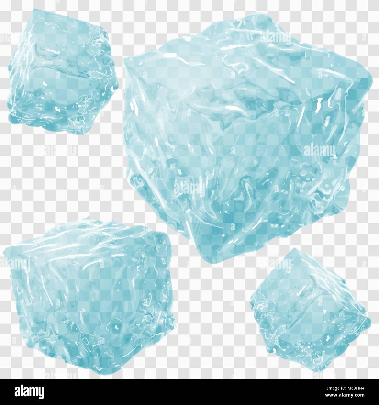 Debilidad Pulido Voluntario Conjunto de cuatro cubos de hielo transparente en colores azules Imagen  Vector de stock - Alamy
