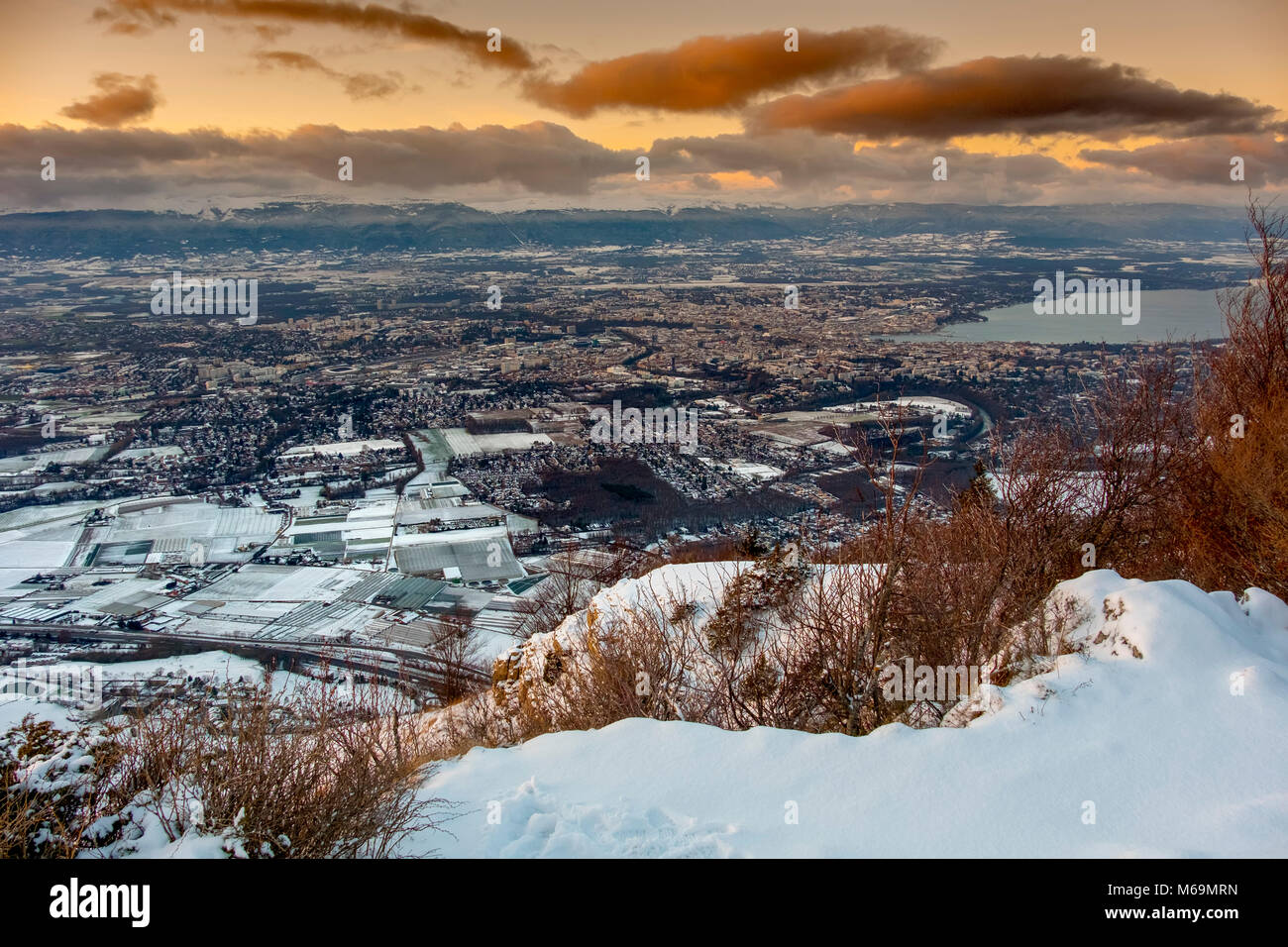 Vistas panorámicas, paisaje nevado de Ginebra. Genève Suisse. Ginebra.  Suiza. Suiza, Europa Fotografía de stock - Alamy