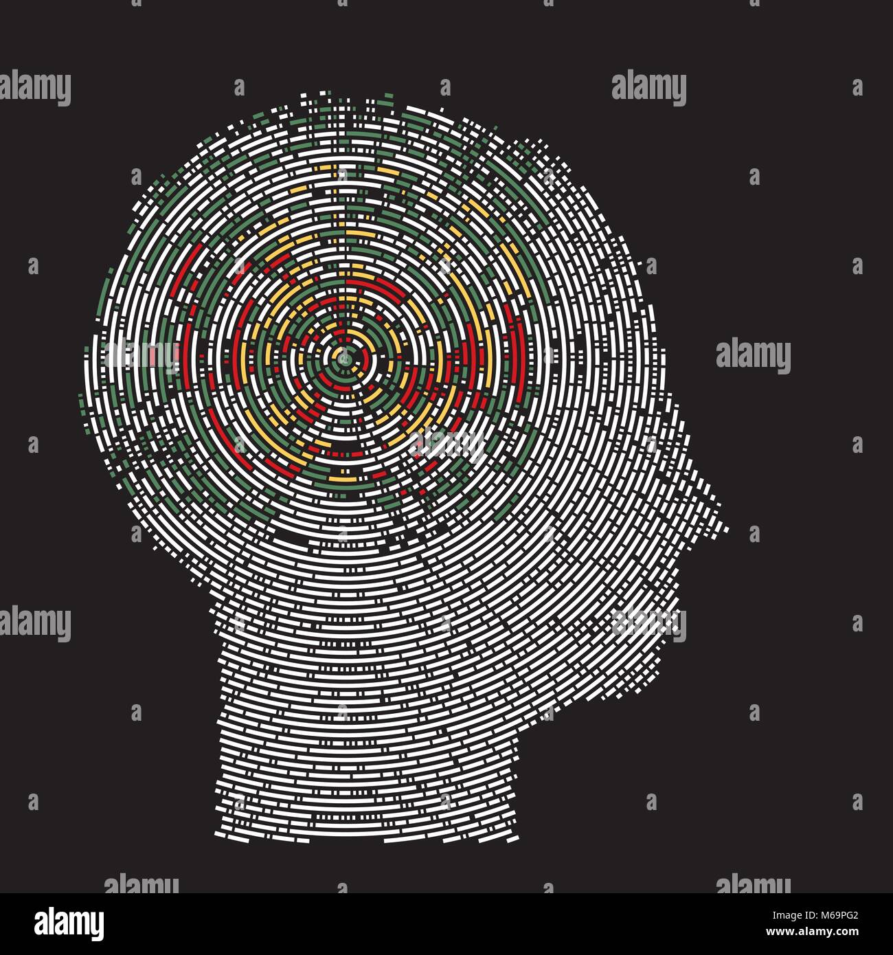 Pensamientos profundos imaging gammagrafía cerebral Ilustración del Vector