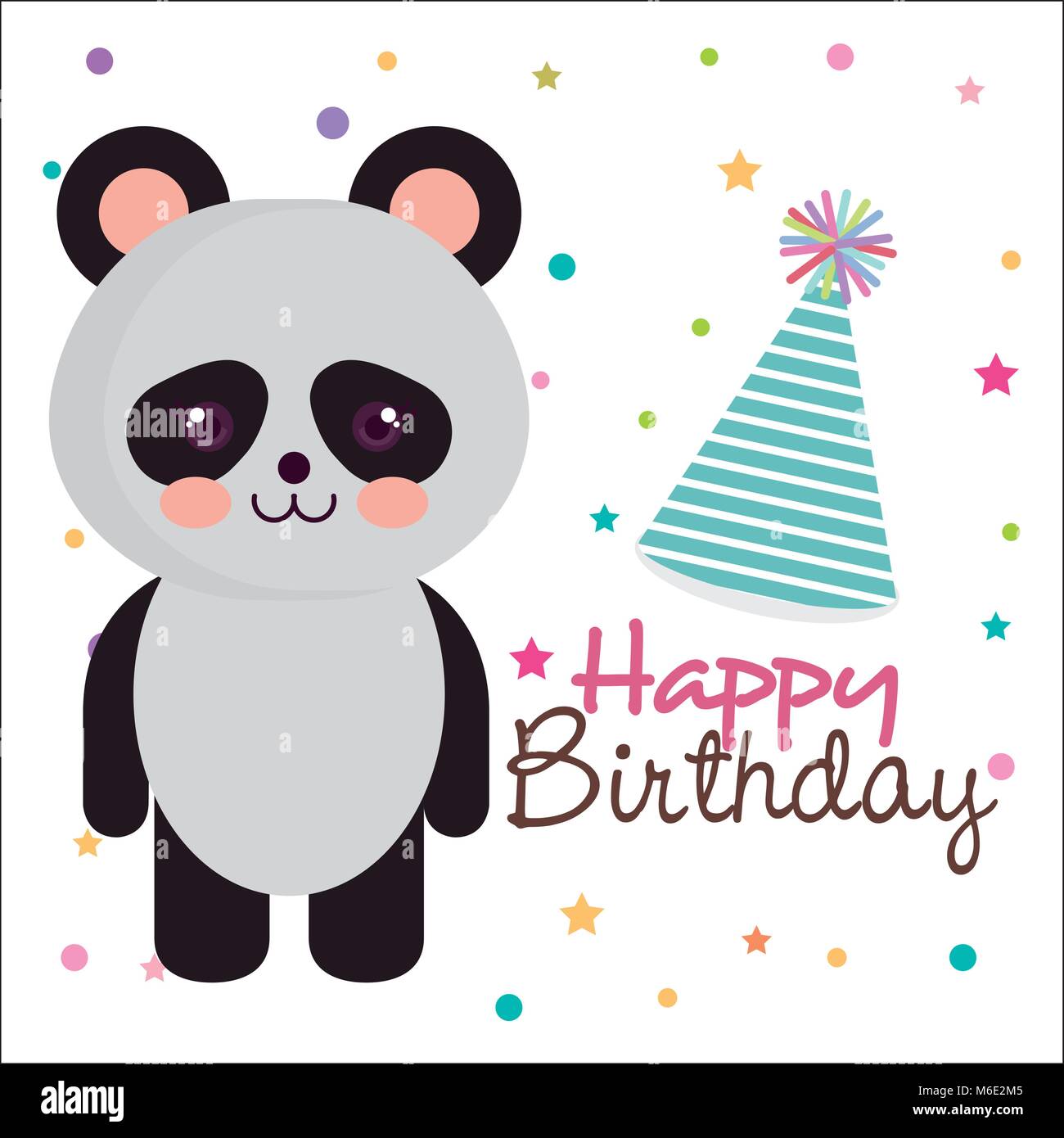Tarjeta de cumpleaños feliz con oso panda Imagen Vector de stock - Alamy