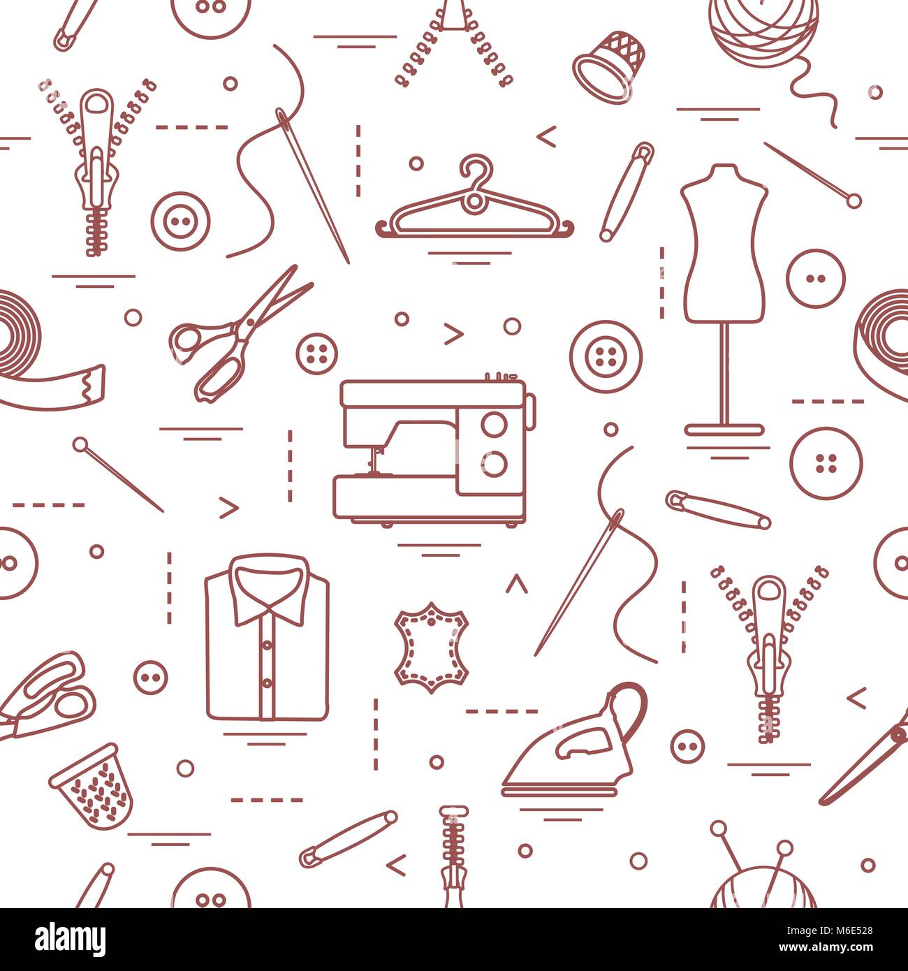 Patrón sin fisuras con herramientas y accesorios para la costura. Plantilla  de diseño, tela, impresión Imagen Vector de stock - Alamy