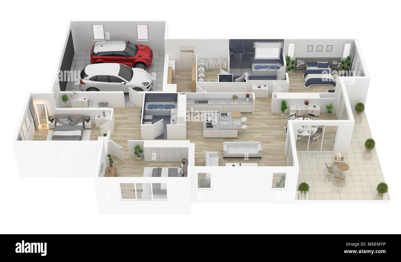 Plano De Planta De Una Casa Vista Superior Ilustracion 3d Casa