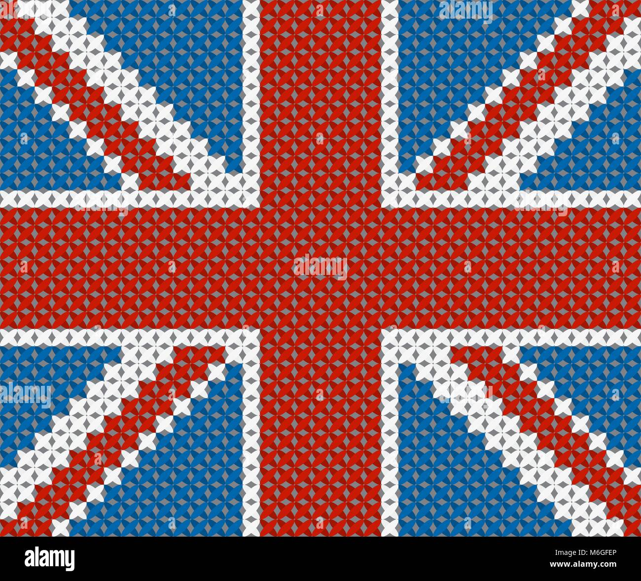 Gran Bretaña bandera hecha con fondo bordado punto de cruz Imagen Vector de  stock - Alamy