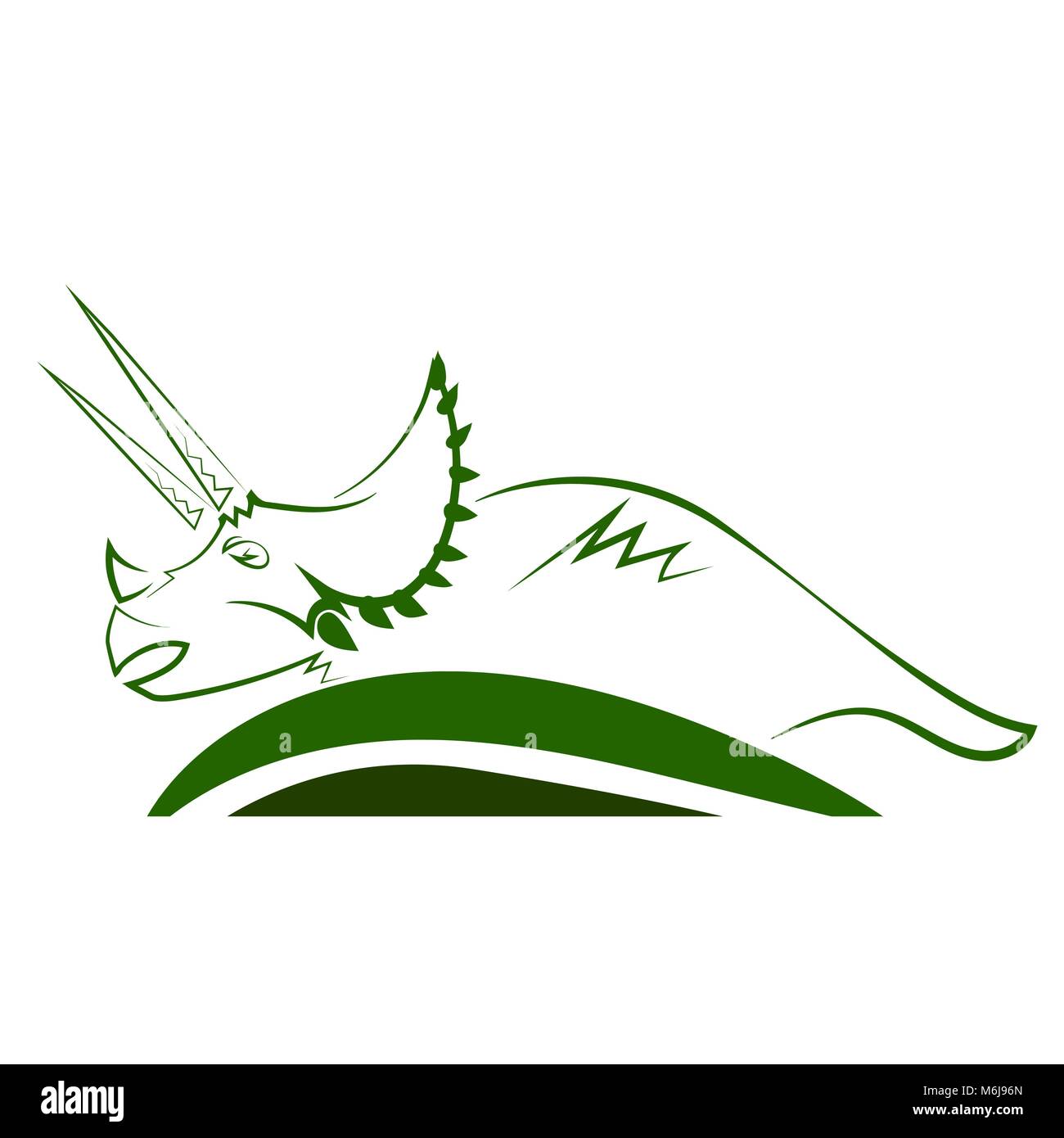 Triceratops dinosaurio Icono verde Ilustración del Vector