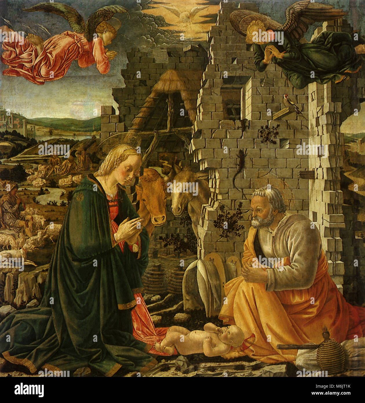 La Natividad, maestro de la natividad del Louvre, 1475. Foto de stock